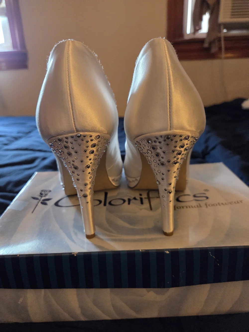 White Dyeable Satin Peep-Toe High Heels By Colorifics